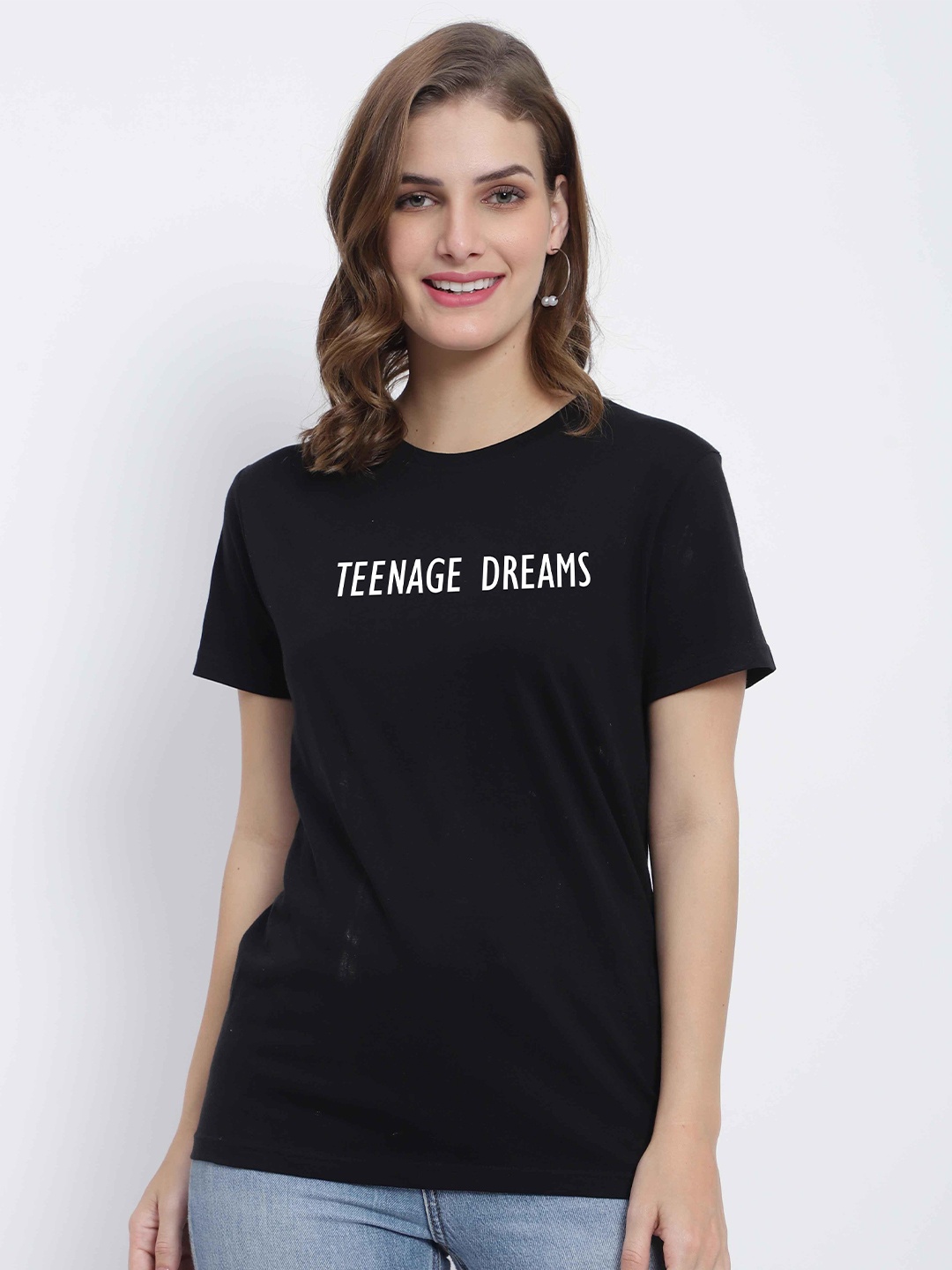 

T-SHIRT TRUCK Typography Printed Cotton T-Shirt, Black