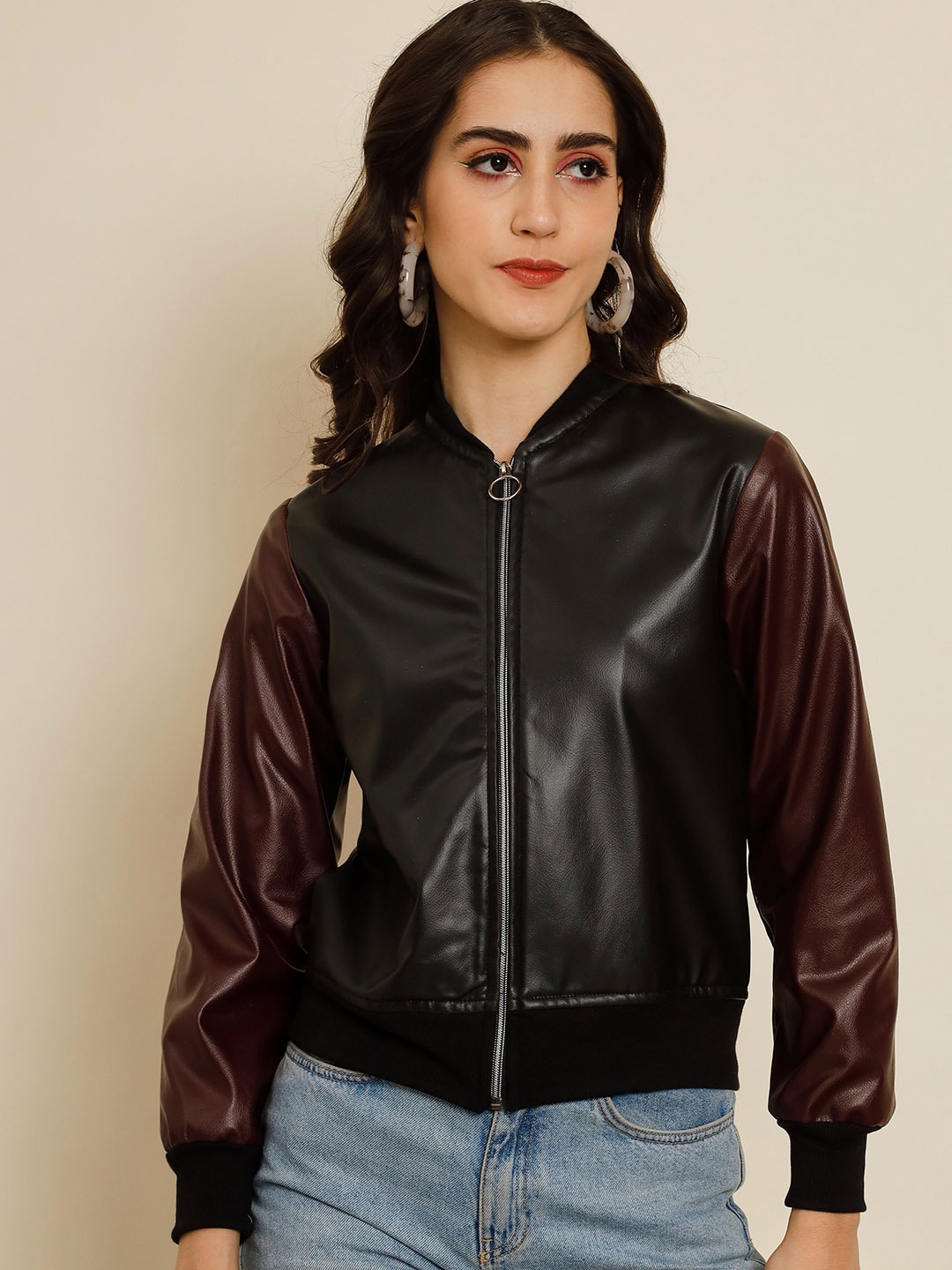 

BAESD Colourblocked Bomber Jacket, Brown