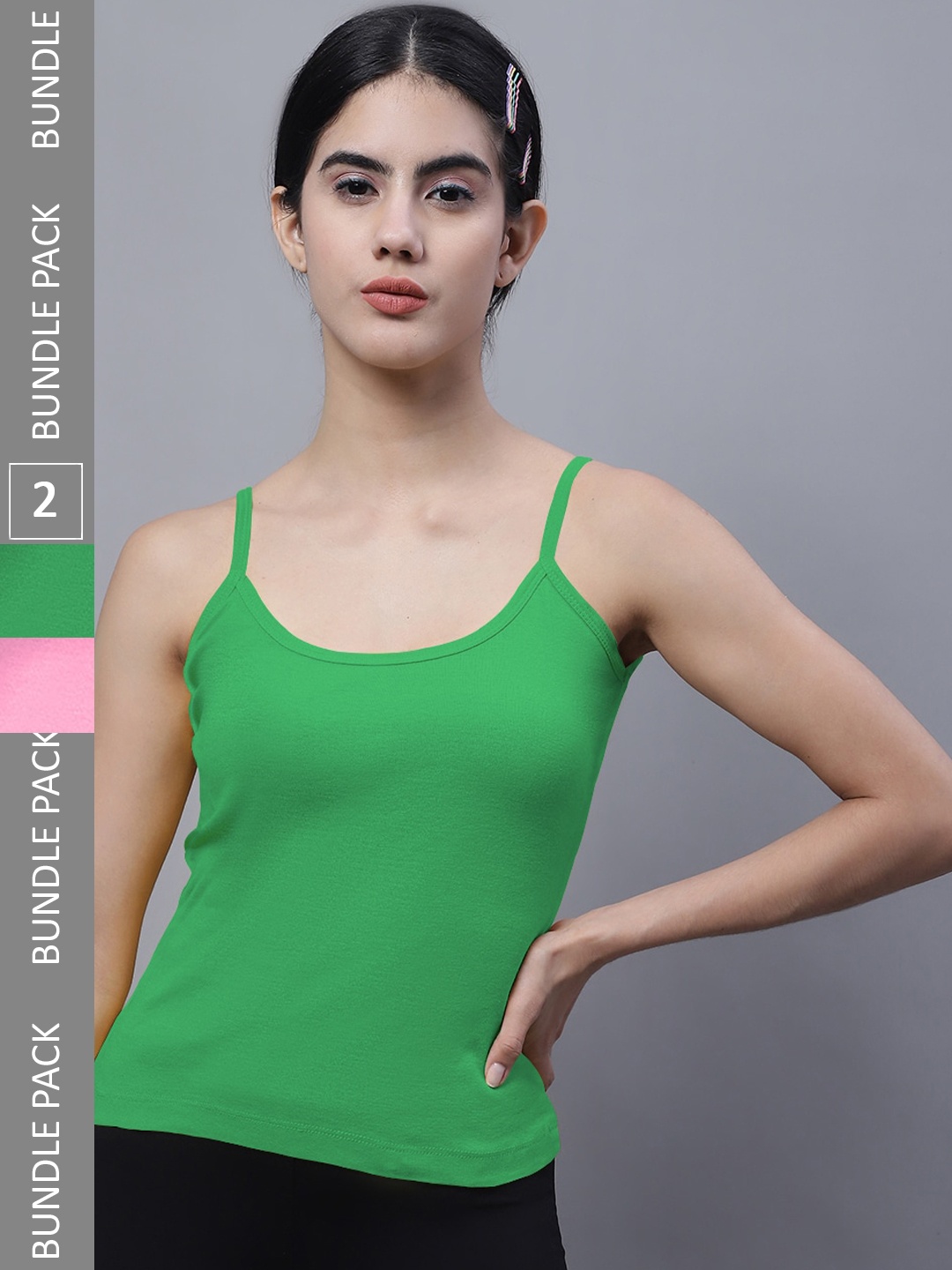 

FBAR Pack Of 2 Sleeveless Non Padded Cotton Sports Camisoles, Pink