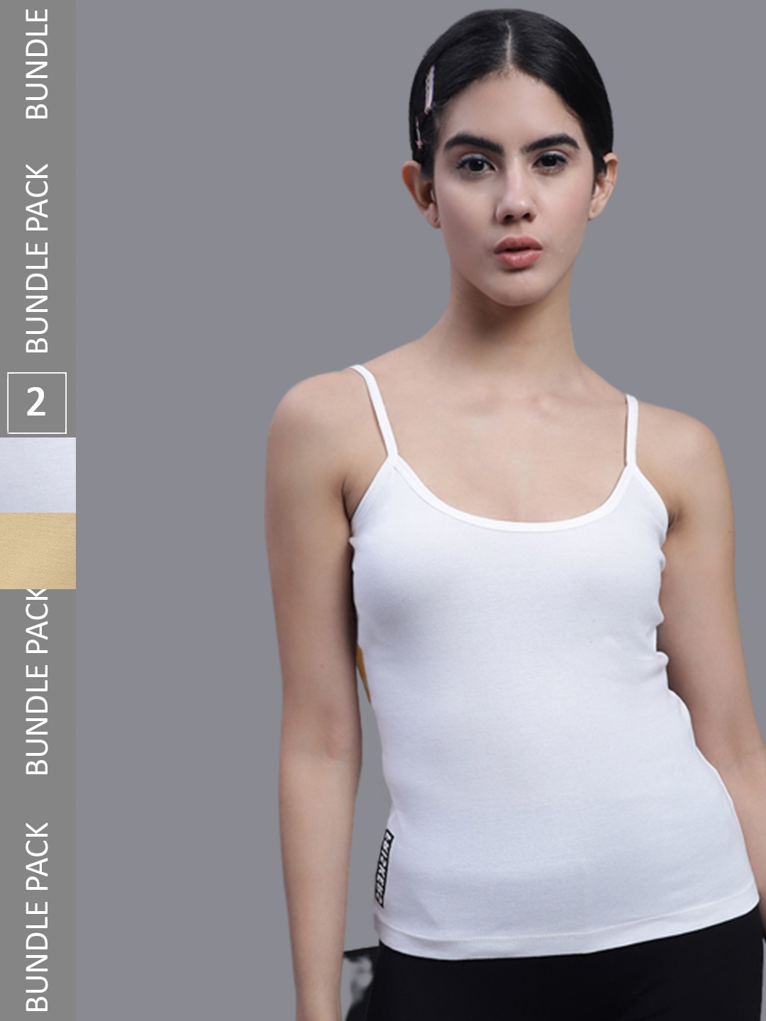 

FBAR Pack Of 2 U-Neck Pure Cotton Bio Wash Camisoles, White