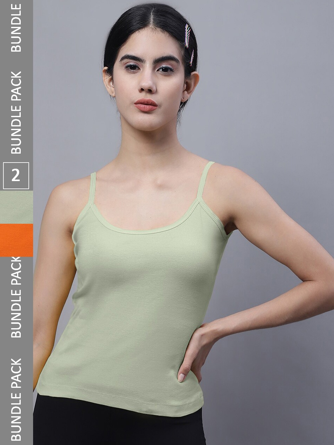

FBAR Pack Of 2 Pure Cotton Bio Wash Sports Camisoles, Orange