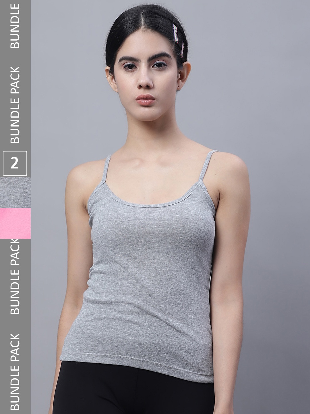 

FBAR Pack Of 2 Pure Cotton Bio Wash Camisoles, Grey