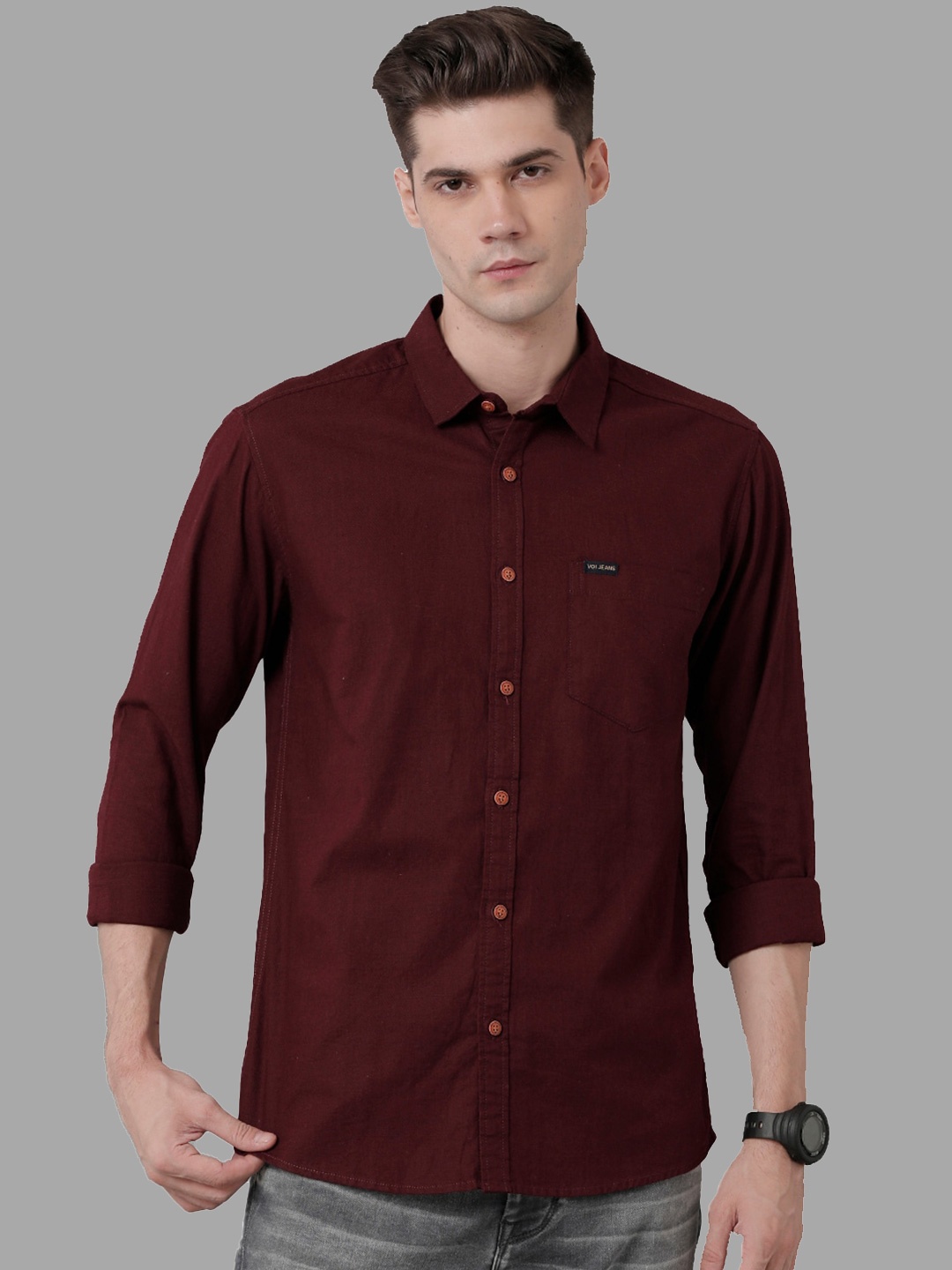 

Voi Jeans Classic Slim Fit Cotton Casual Shirt, Maroon