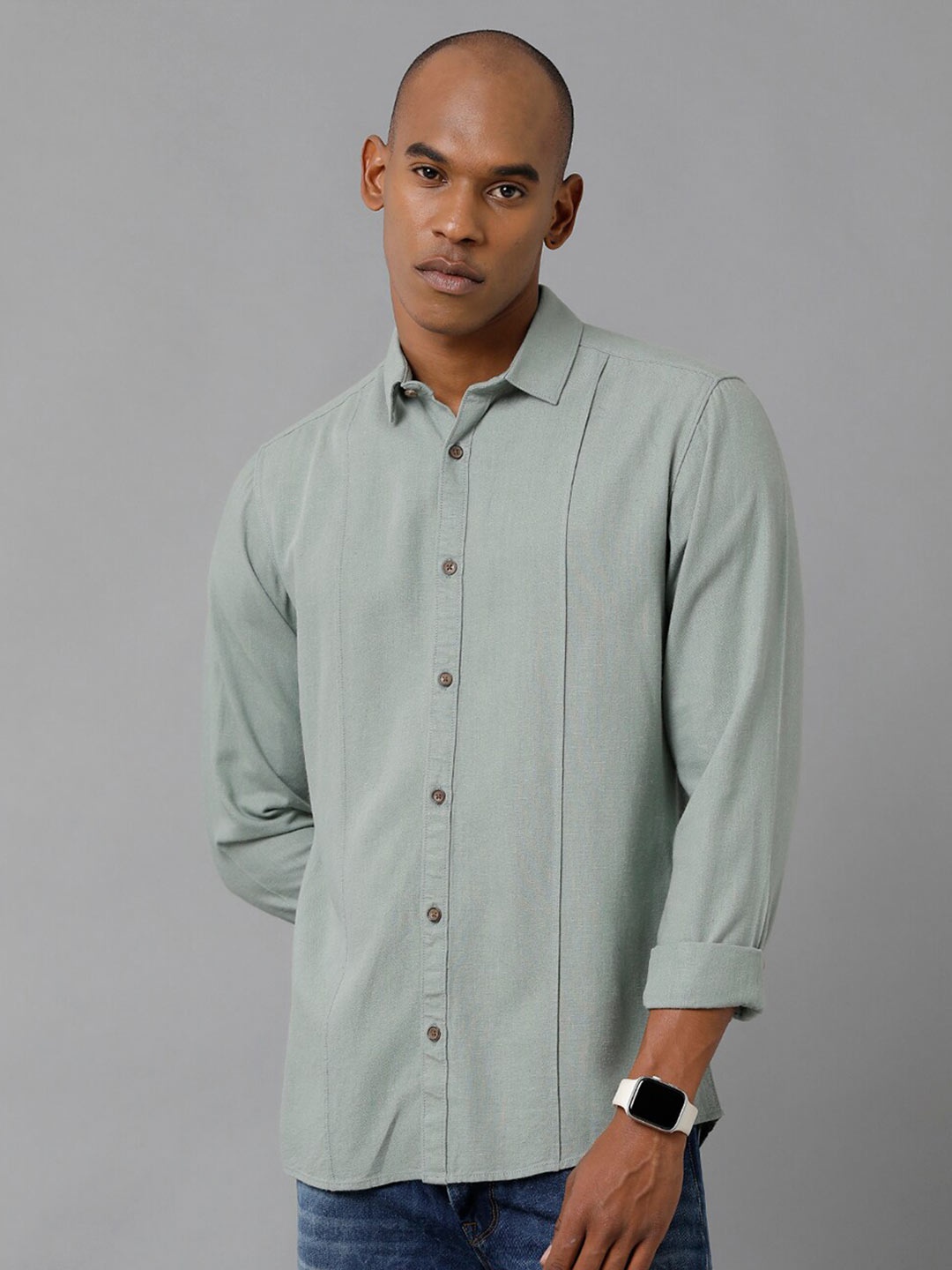 

Voi Jeans Classic Spread Collar Slim Fit Casual Shirt, Green