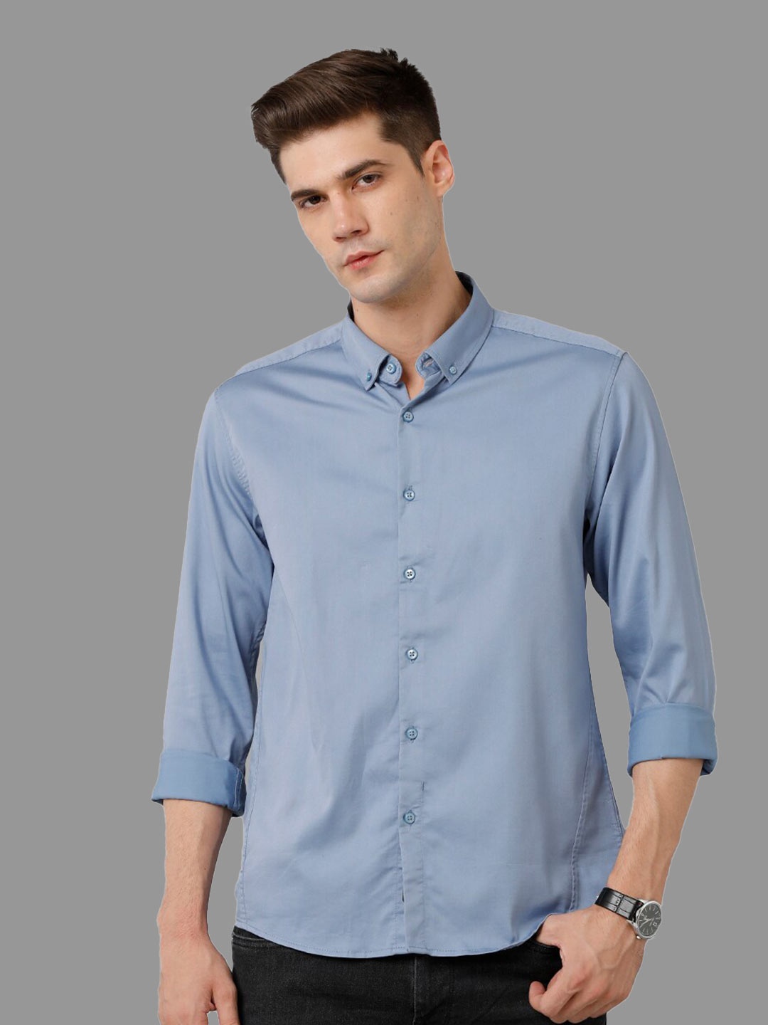 

Voi Jeans Classic Slim Fit Pure Cotton Shirt, Blue