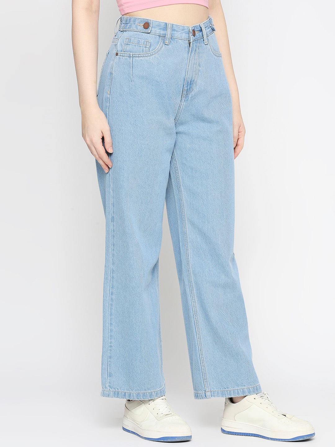 

Chemistry Women Relaxed Fit High-Rise Pure Cotton Jeans, Blue