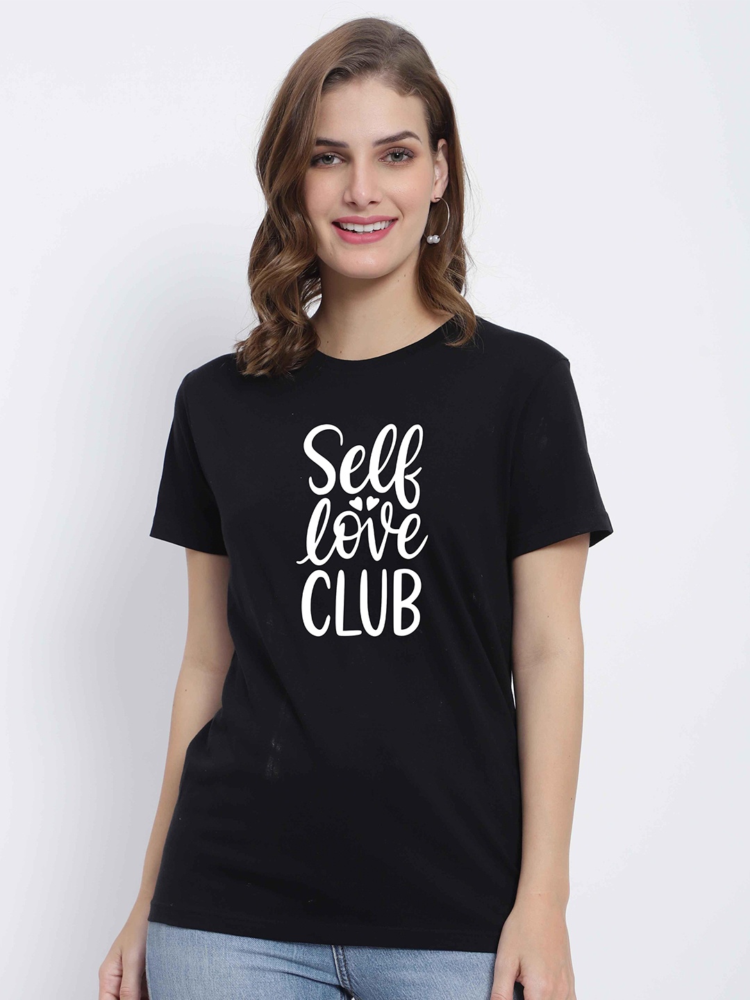 T-SHIRT TRUCK Typography Printed Cotton T-Shirt, Black