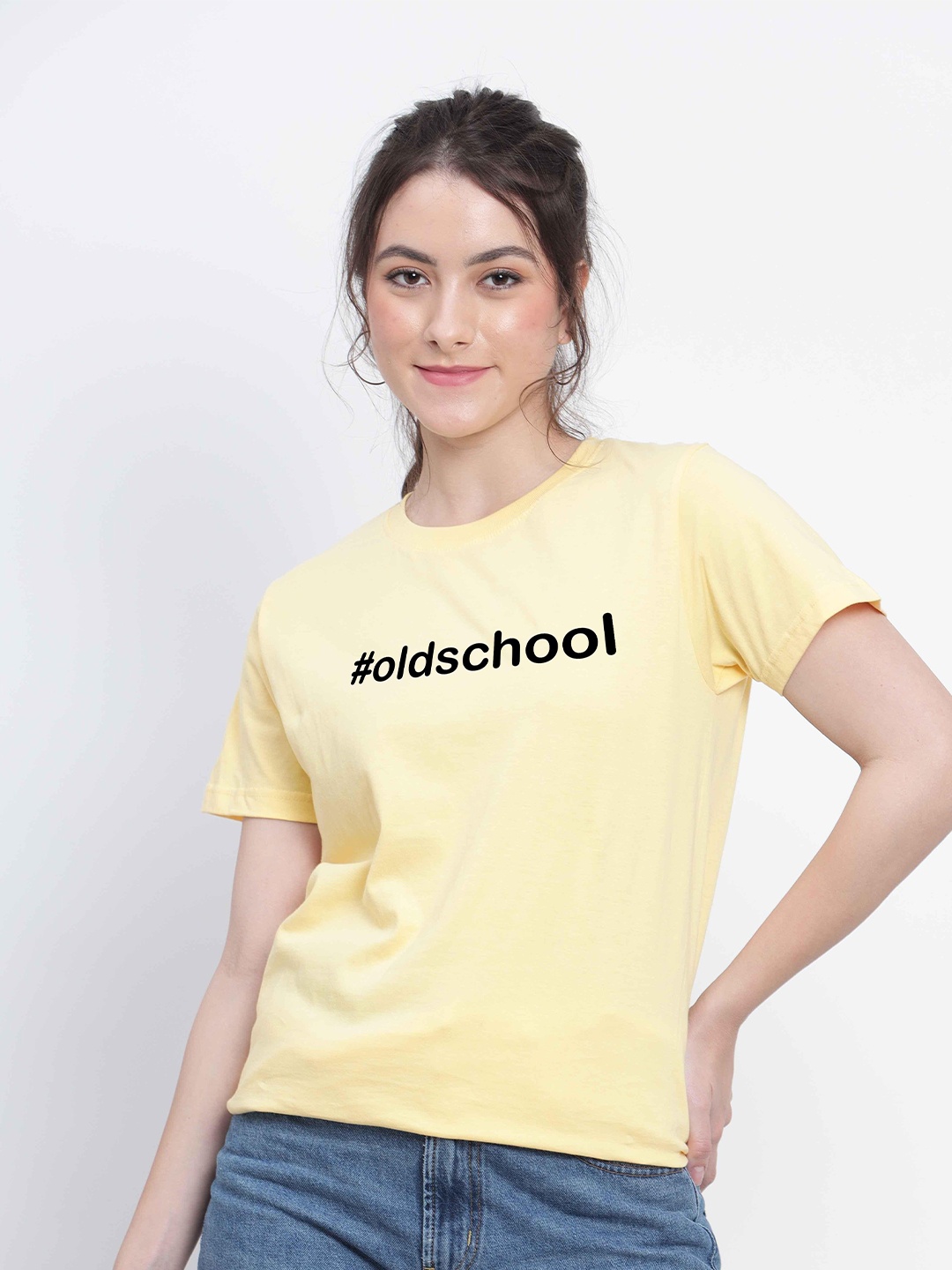 T-SHIRT TRUCK Typography Printed Cotton T-Shirt, Yellow