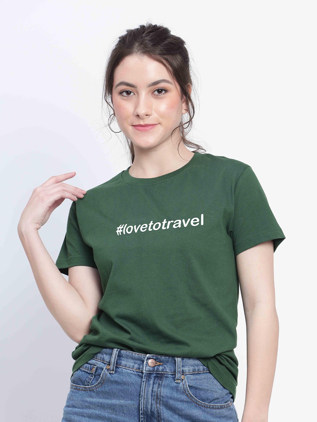 

T-SHIRT TRUCK Typography Printed Cotton T-Shirt, Green