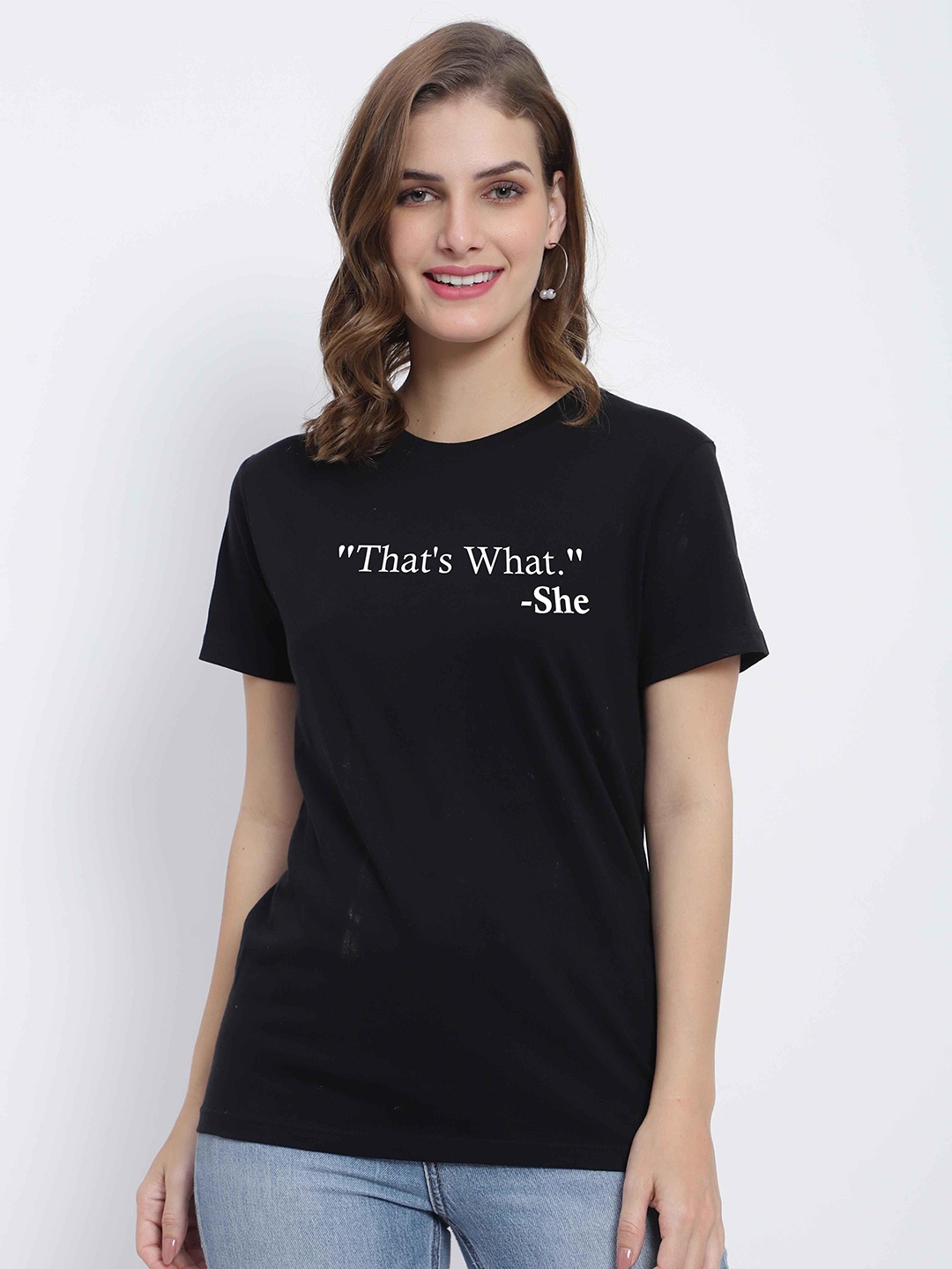 

T-SHIRT TRUCK Typography Printed Cotton T-Shirt, Black