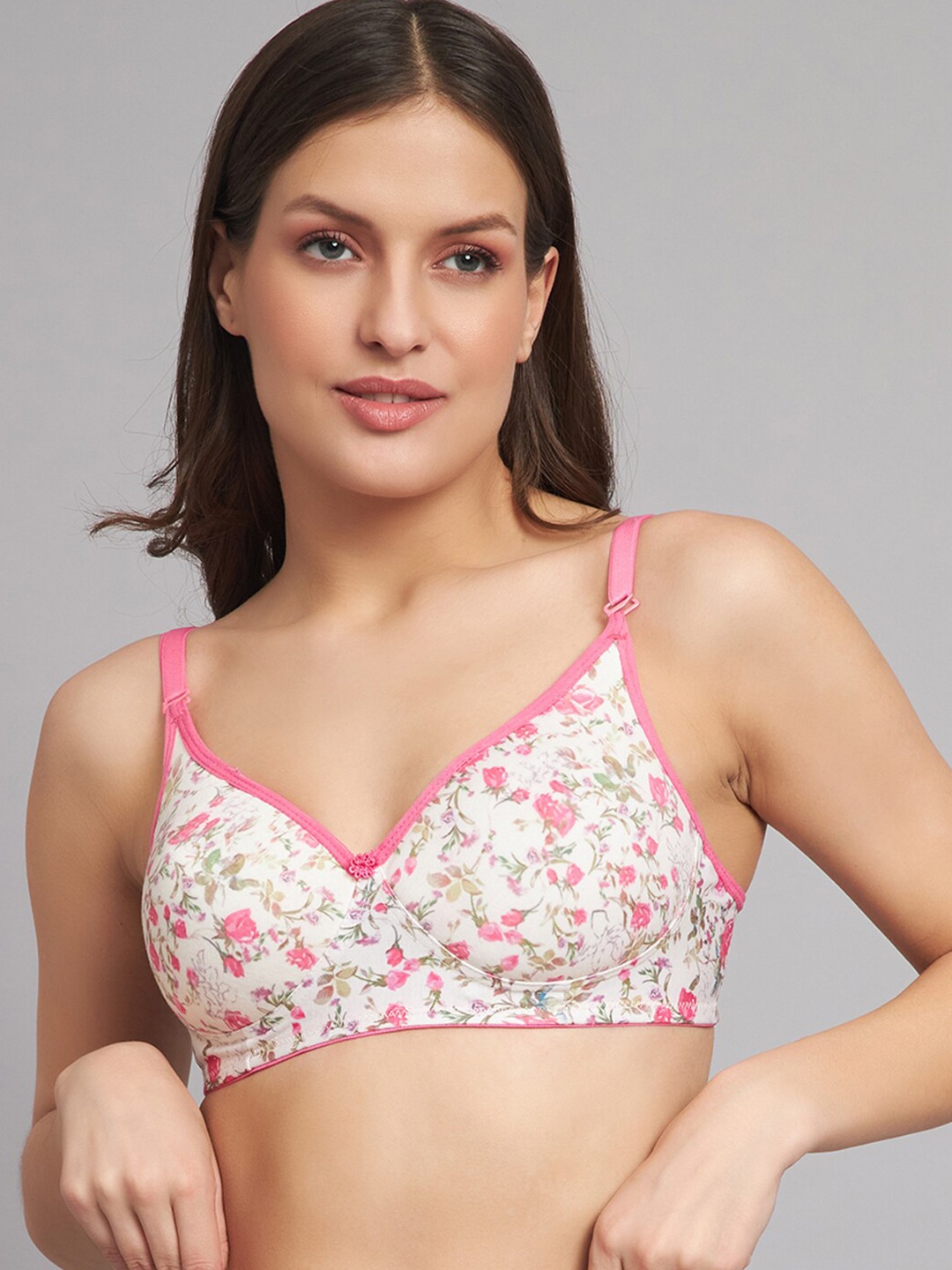

Imsa Moda Floral Printed Full Coverage Lightly Padded Cotton Bra Print-02-30, White