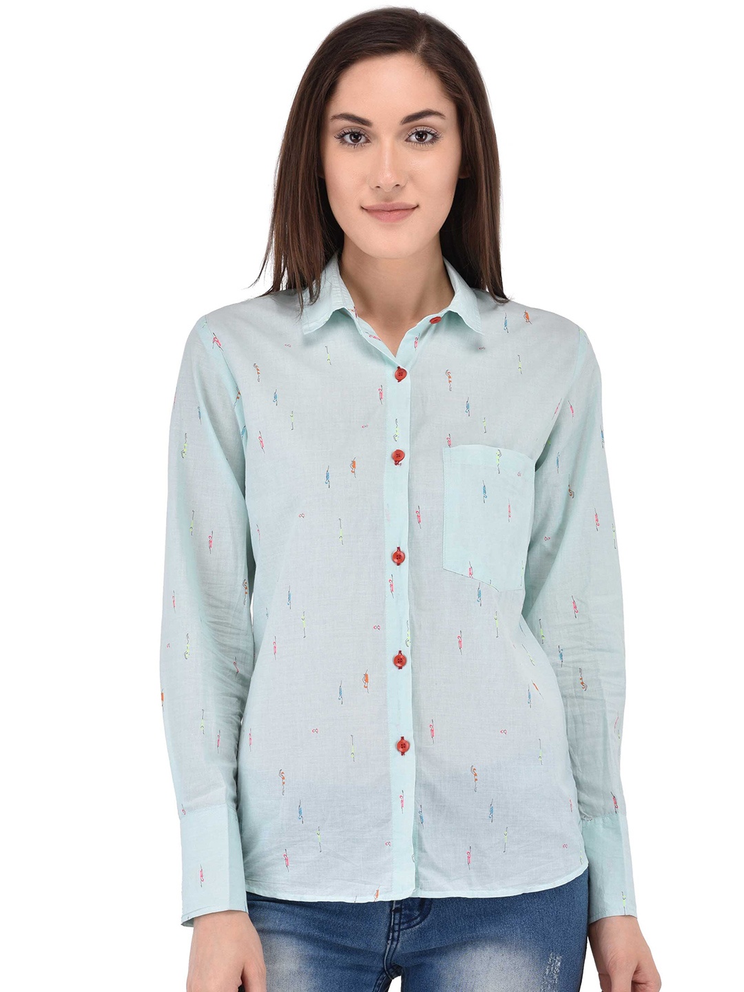 

Berrypeckers Spread Collar Abstract Printed Casual Shirt, Blue