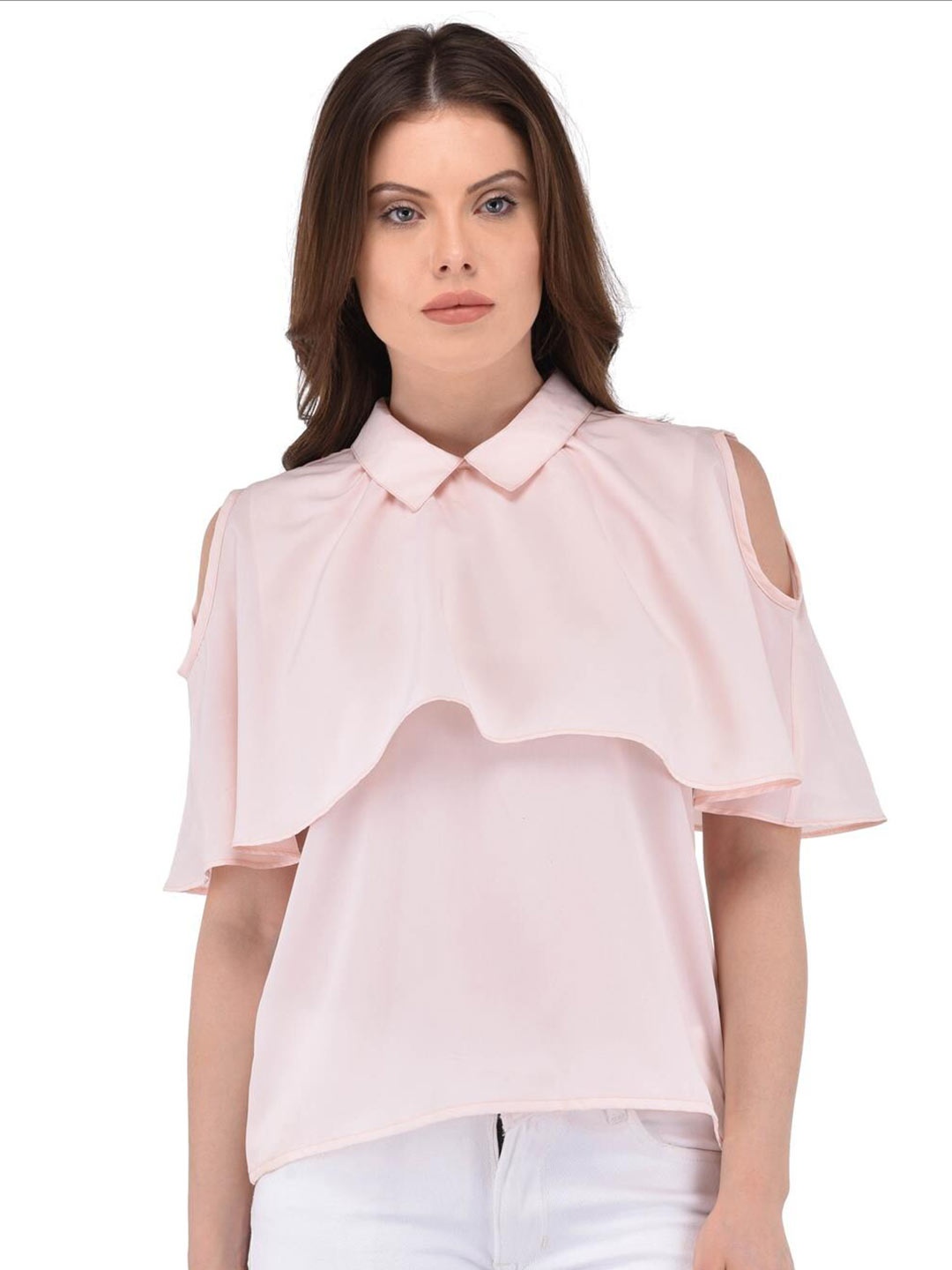 

Berrypeckers Shirt Collar Cold-Shoulder Top, Pink