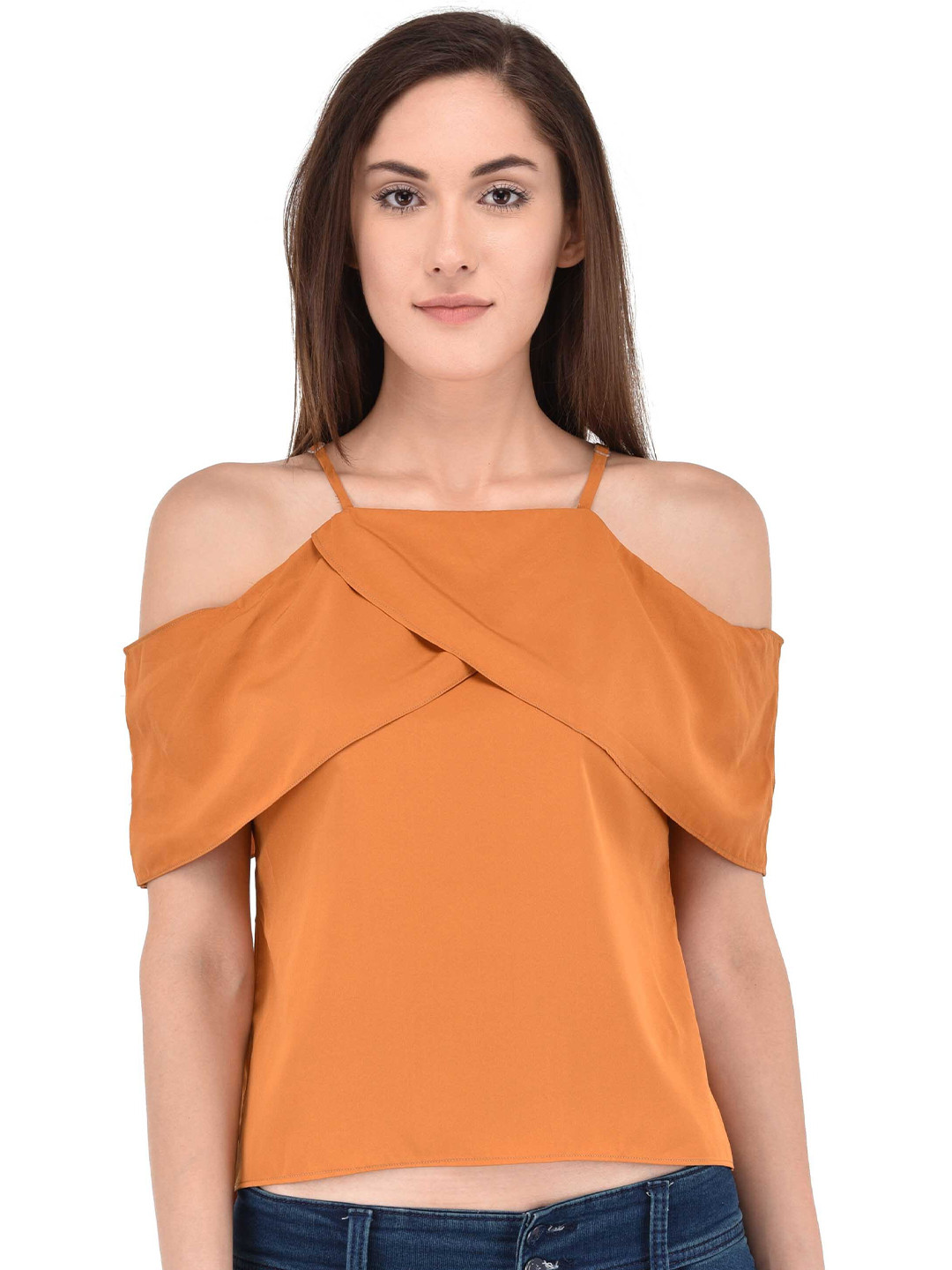 

Berrypeckers Cold-Shoulder Regular Top, Orange
