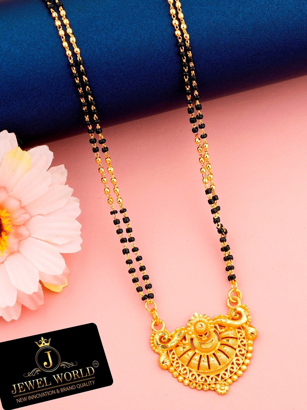 

JEWEL WORLD Gold-Plated & Beaded Mangalsutra