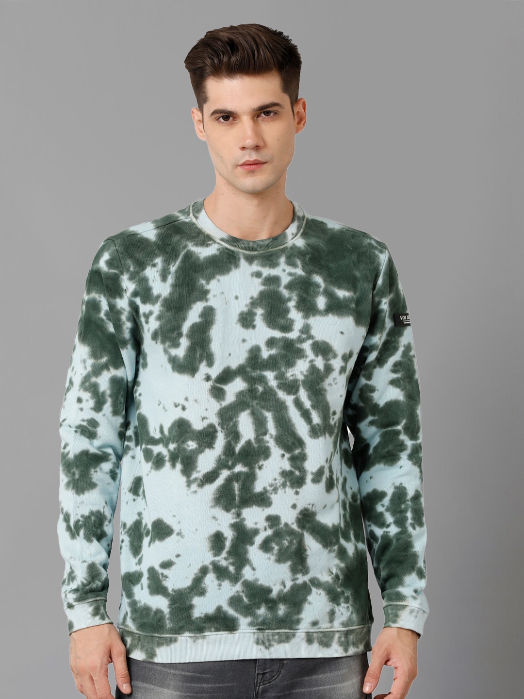 

Voi Jeans Abstract Printed Cotton Sweatshirt, Olive