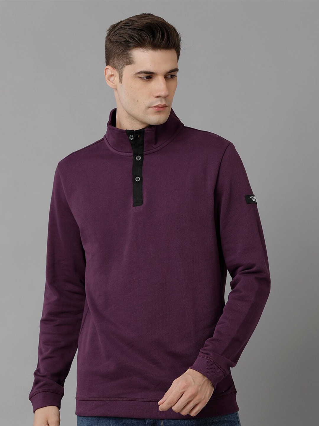 

Voi Jeans Turtle Neck Pure Cotton Pullover Sweatshirt, Purple