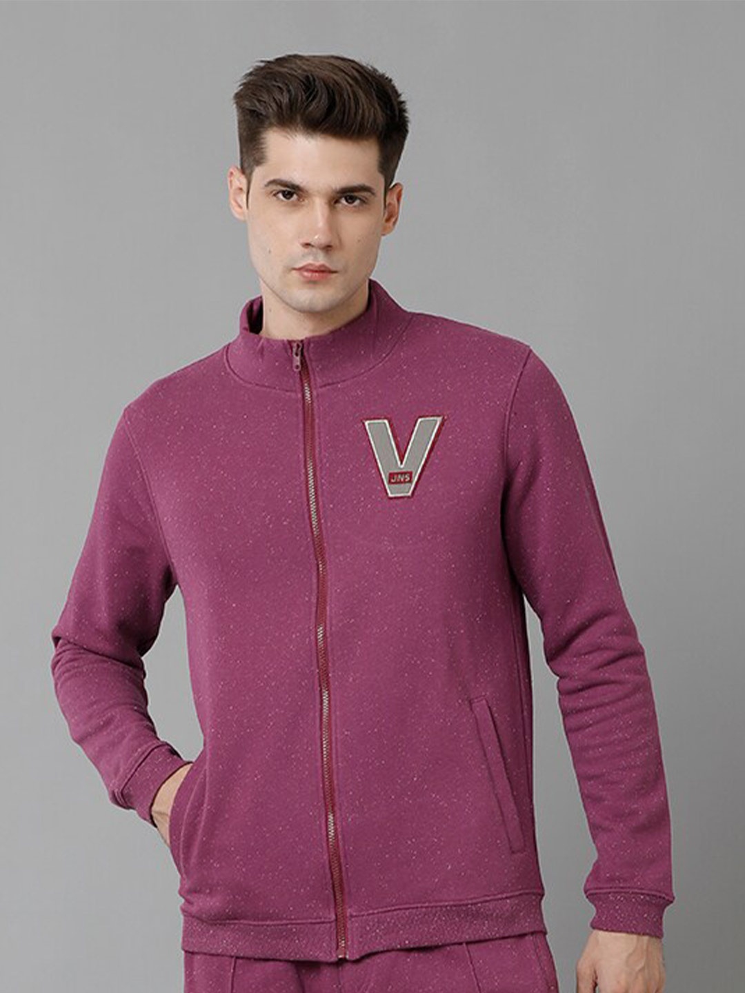 

Voi Jeans High Neck Front-Open Sweatshirt, Pink