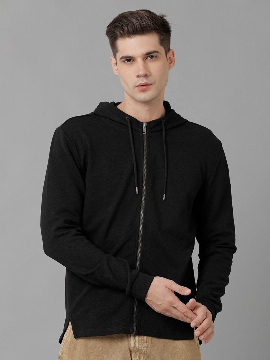 

Voi Jeans Pure Cotton Terry Hooded Sweatshirt, Black