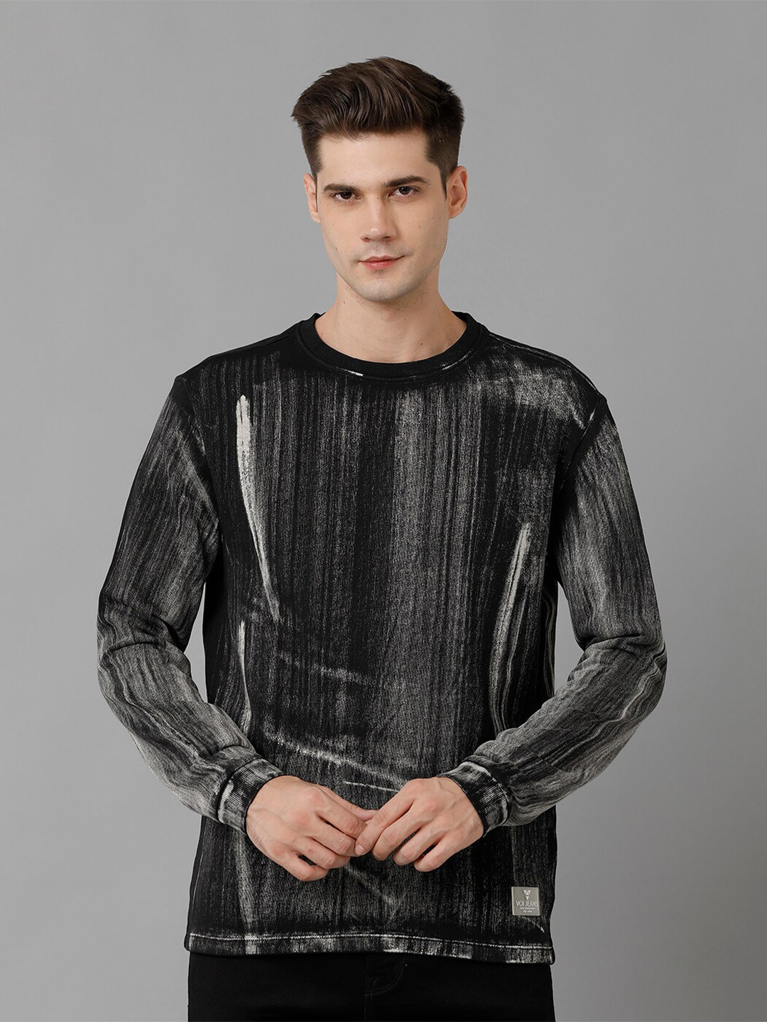 

Voi Jeans Abstract Printed Pure Cotton Sweatshirt, Black
