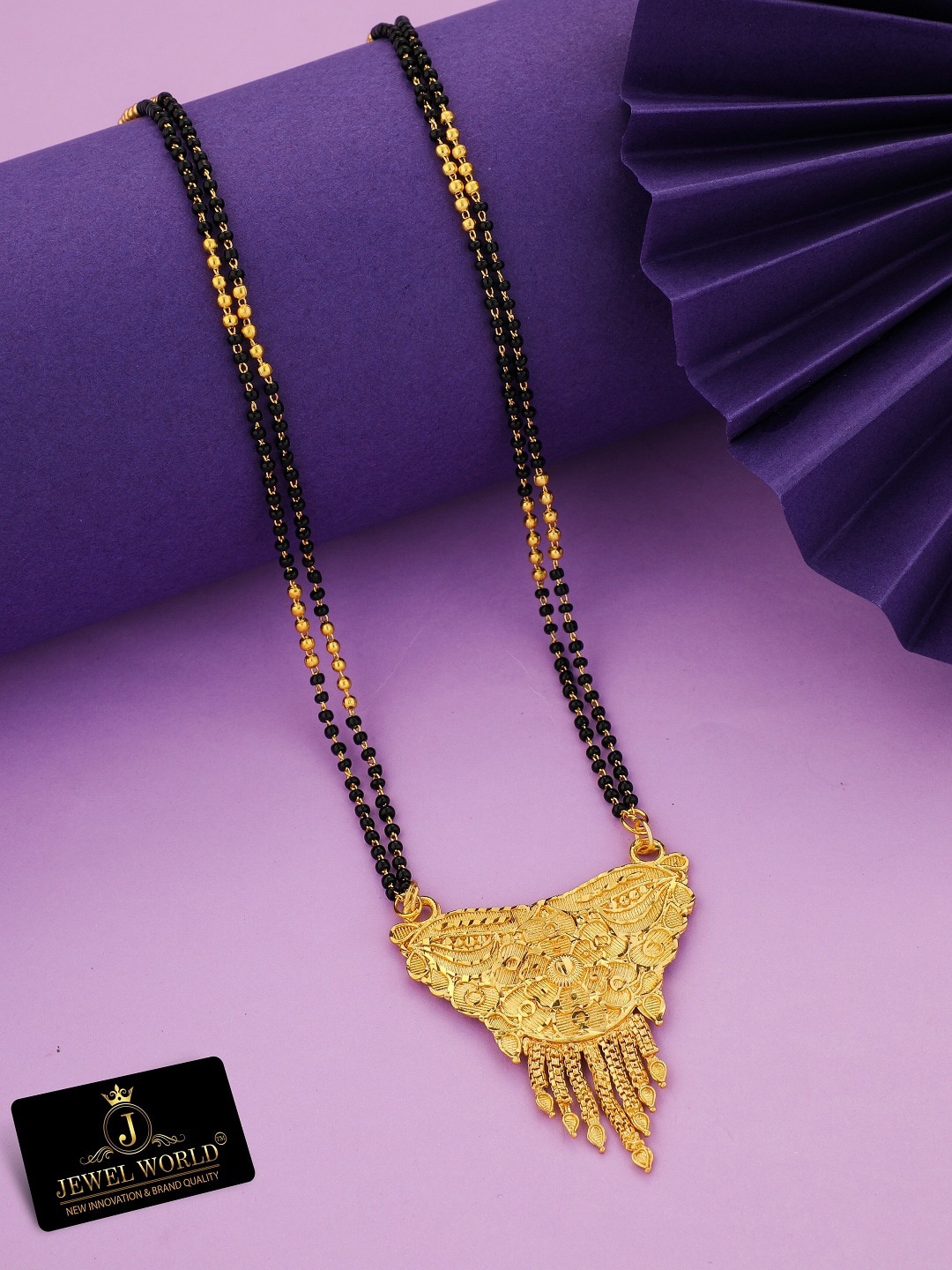 

JEWEL WORLD Gold-Plated & Beaded Mangalsutra