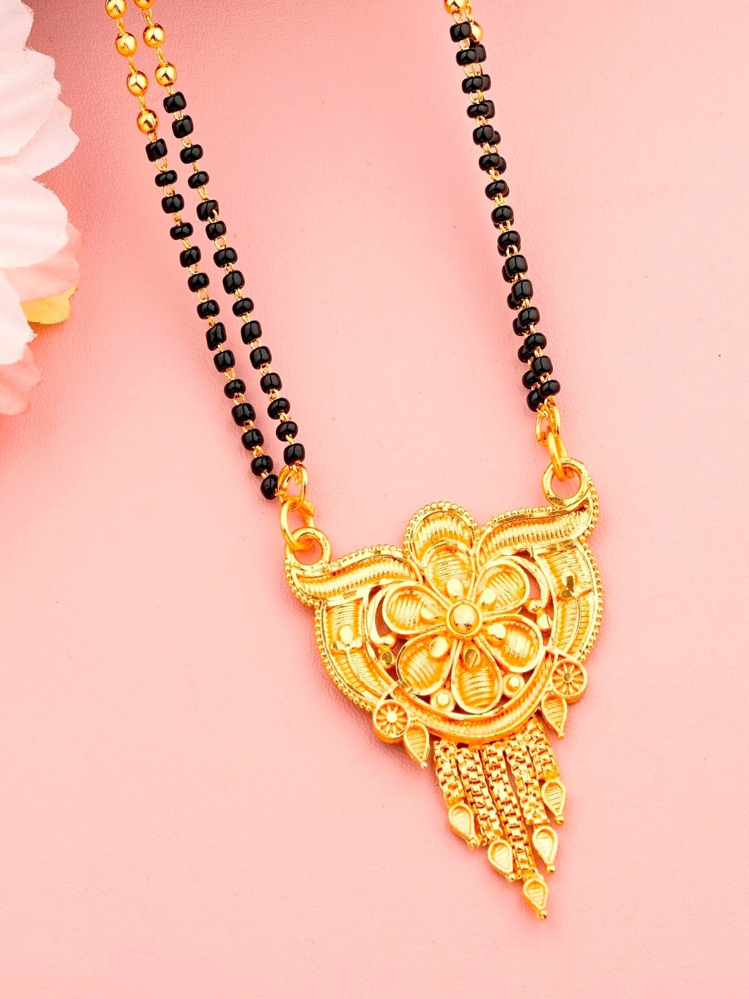 

JEWEL WORLD Gold-Plated Beaded Mangalsutra