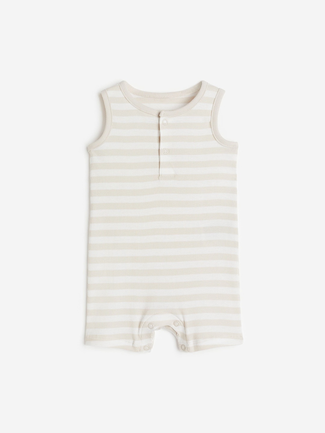 

H&M Infant Boys Pure Cotton Ribbed Romper Suit, Beige