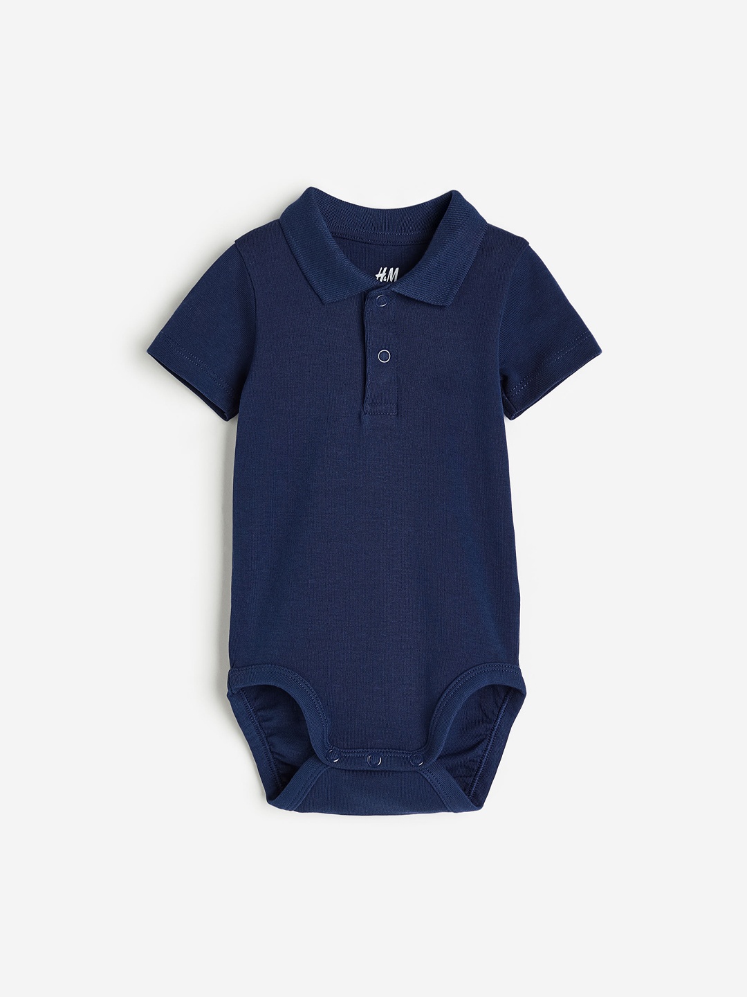 

H&M Infant Boys Pure Cotton Collared Bodysuit, Blue