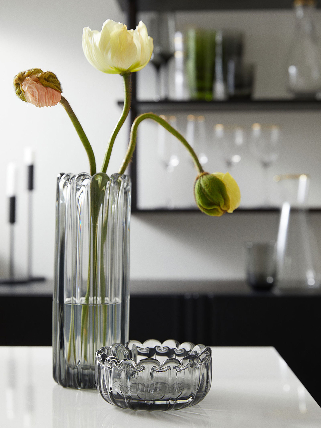 

H&M Grey & Transparent Decorative Glass Bowl