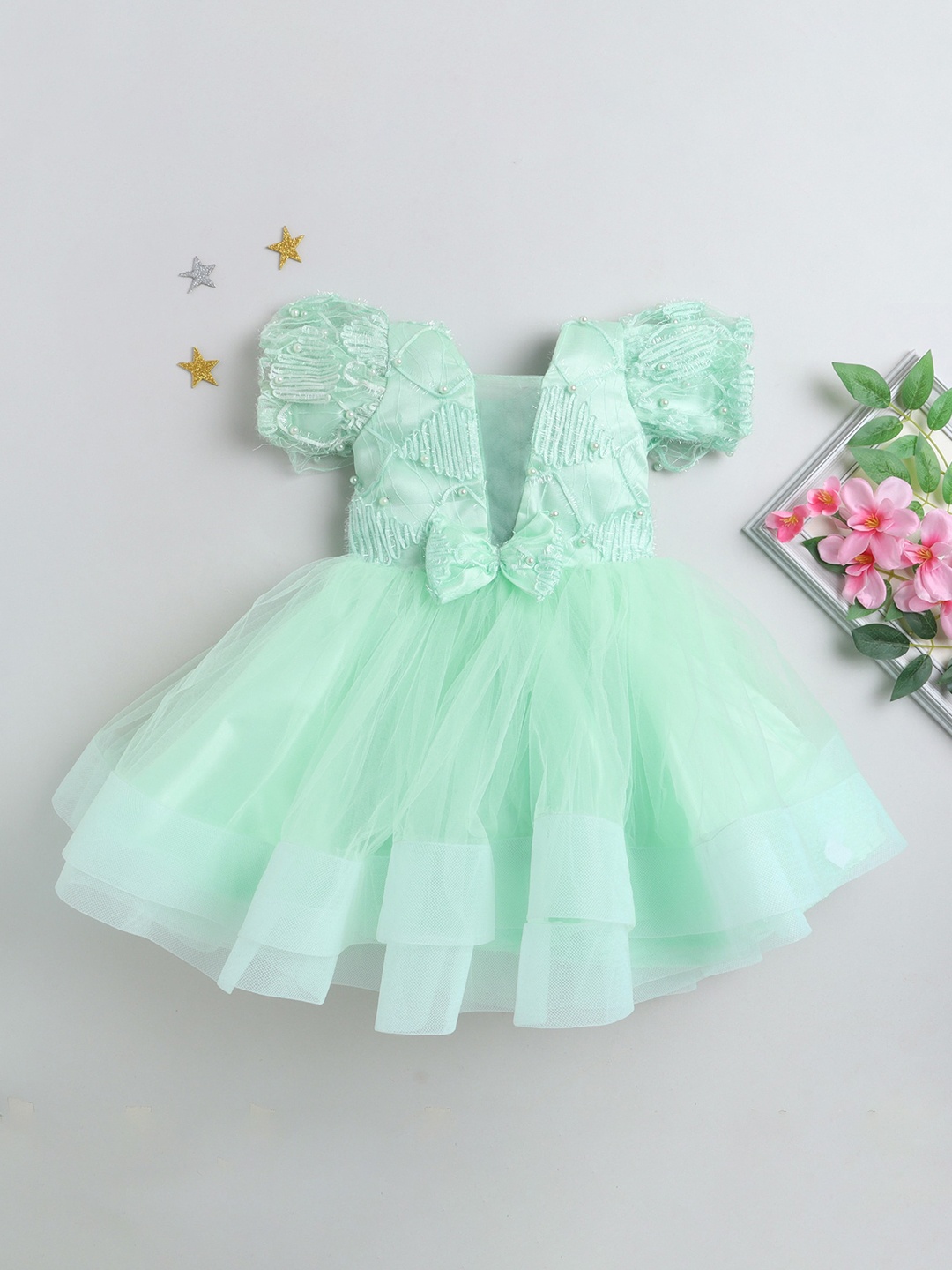 

MANY FROCKS & Girls Embellished Fit & Flare Dress, Sea green