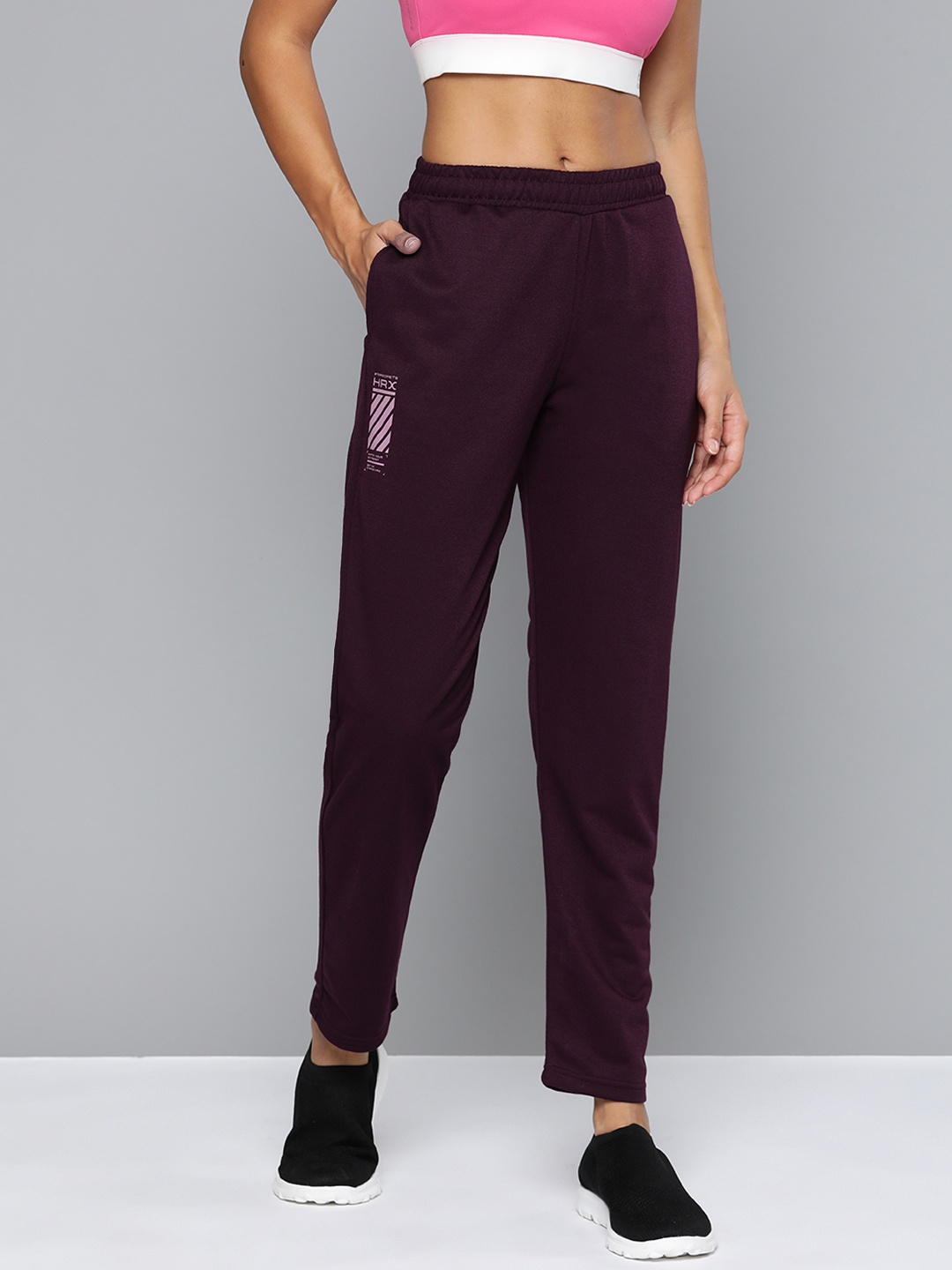 

HRX by Hrithik Roshan Women Solid Track Pants, Burgundy