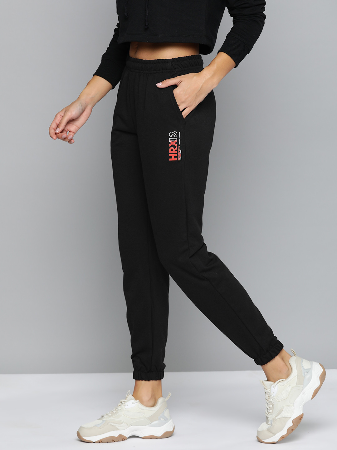 

HRX by Hrithik Roshan Women Solid Lifestyle Joggers, Black