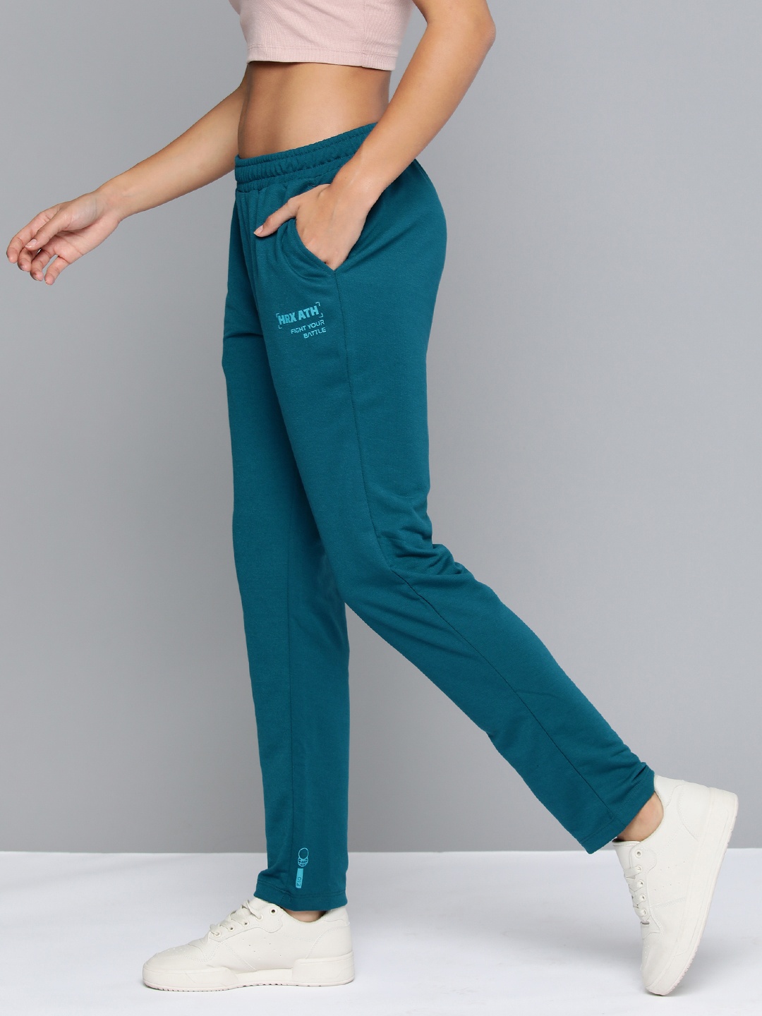 

HRX by Hrithik Roshan Women Solid Lifestyle Track Pants, Teal