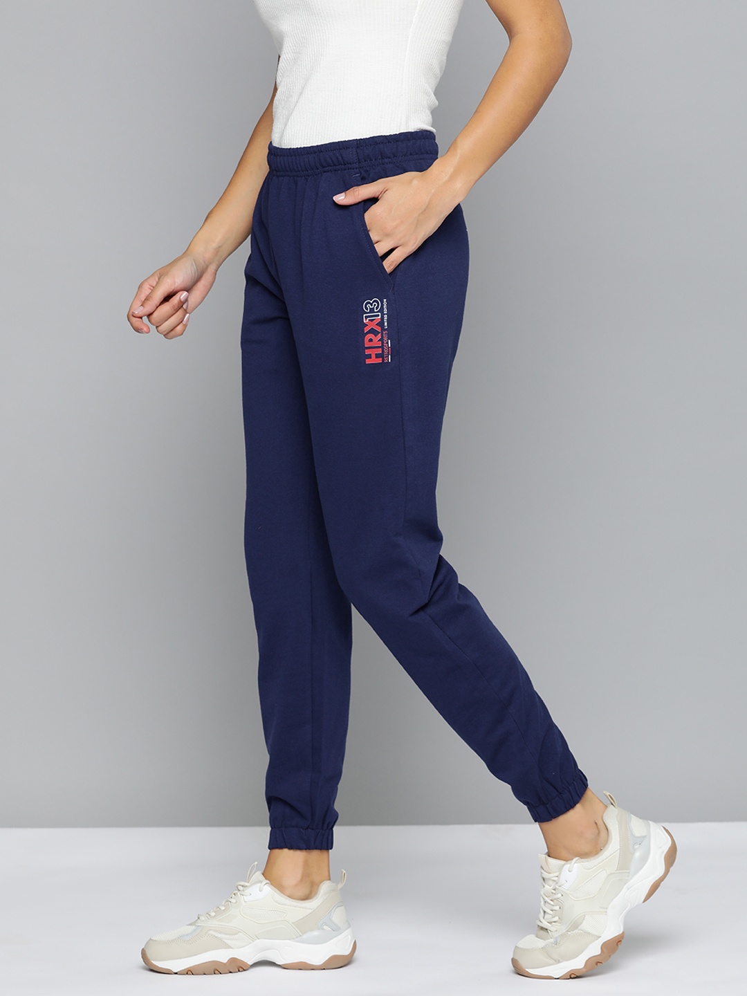 

HRX by Hrithik Roshan Women Solid Lifestyle Joggers, Navy blue