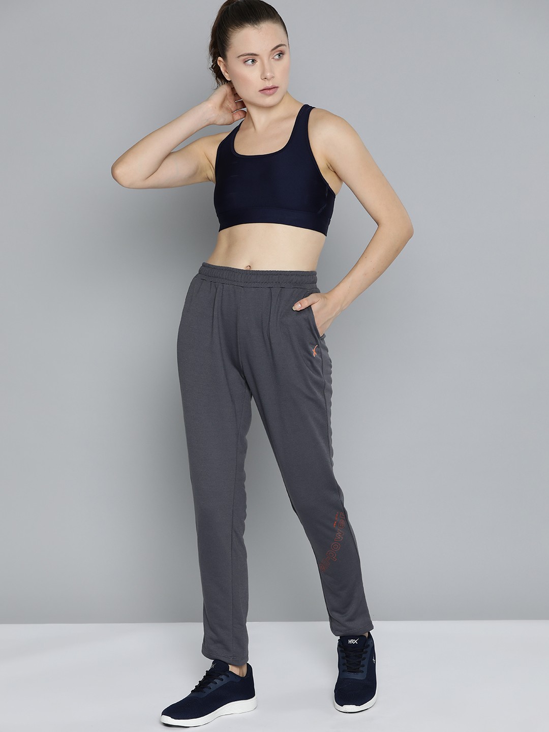 

HRX by Hrithik Roshan Women Brand Logo Printed Lifestyle Track Pants, Grey