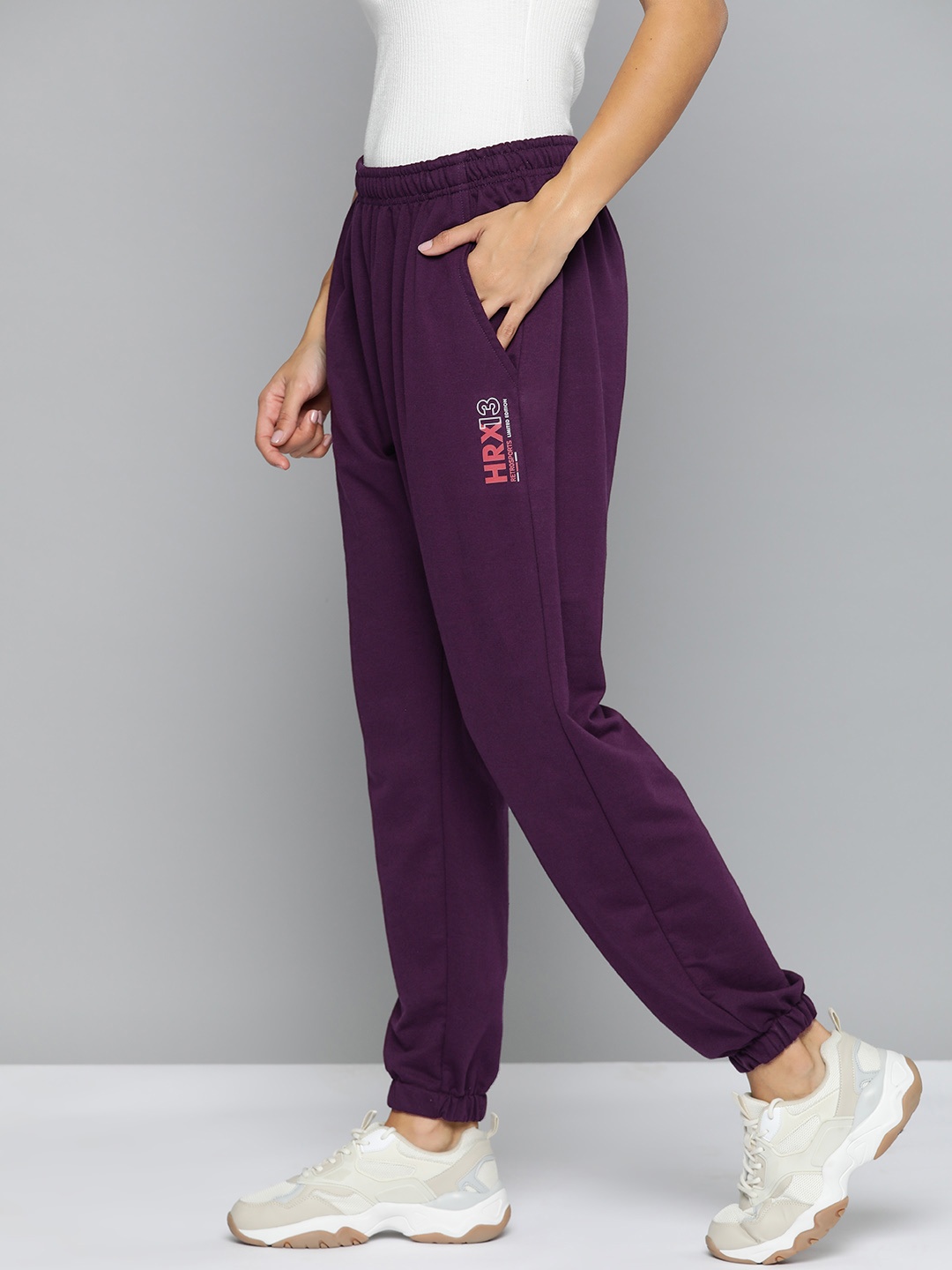 

HRX by Hrithik Roshan Women Solid Lifestyle Joggers, Burgundy