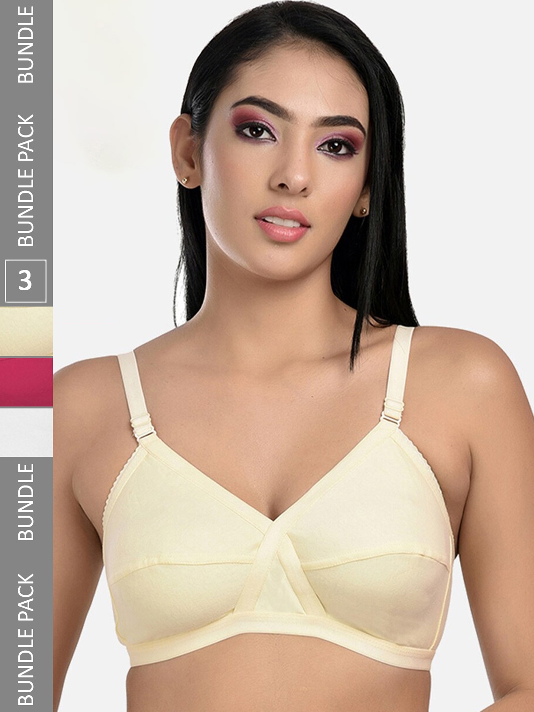 

StyFun Pack Of 3 Full Coverage All Day Comfort Dry Fit Cotton Everyday Bra, Beige