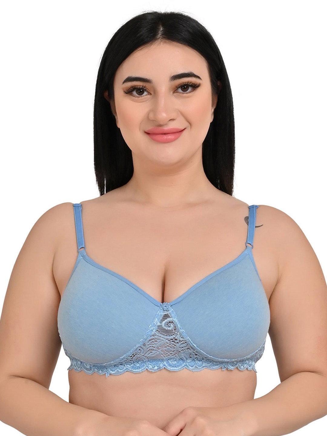 

Piylu Pack of 3 Laced All Day Comfort Full Coverage Bras Juile-CB3-Purple-Blue-Cyan