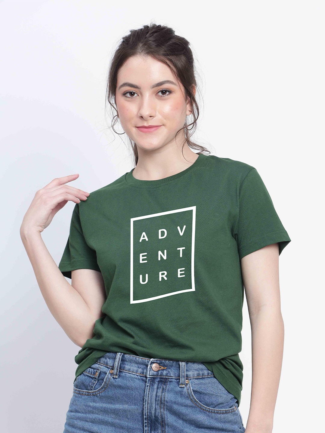 

T-SHIRT TRUCK Typography Printed Cotton T-shirt, Green