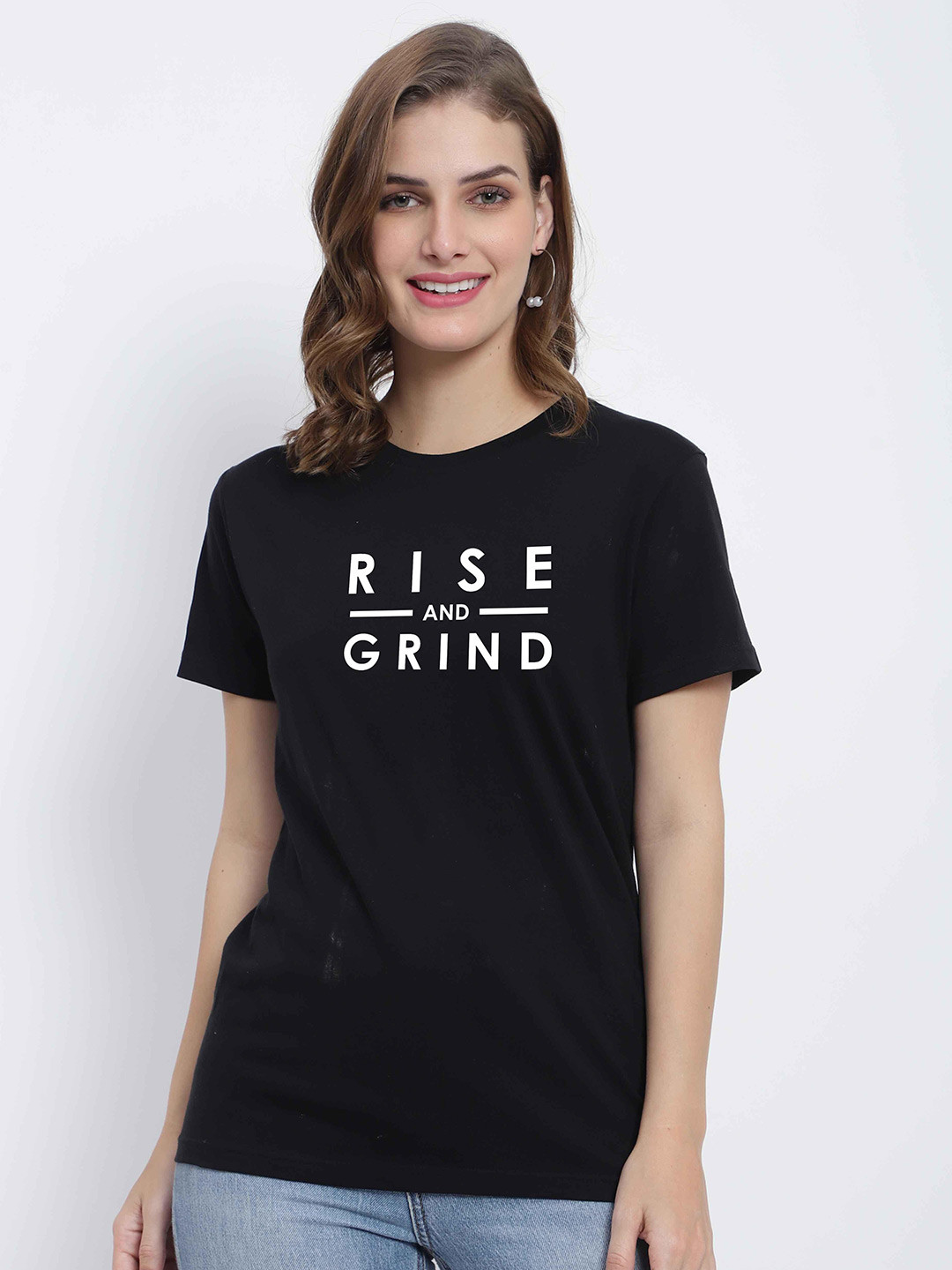 

T-SHIRT TRUCK Typography Printed Cotton T-shirt, Black
