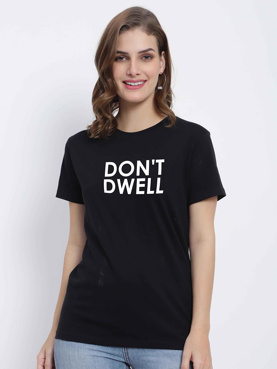 

T-SHIRT TRUCK Typography Printed Cotton Casual T-Shirt, Black