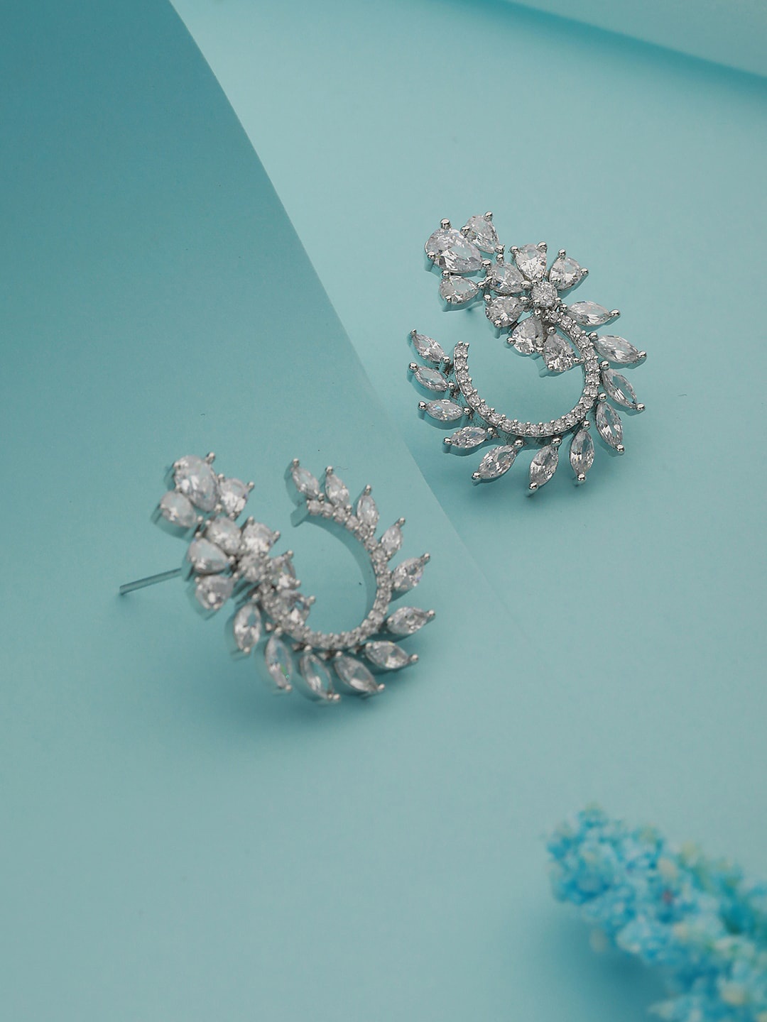 

Saraf RS Jewellery Silver-Plated Geometric Studs Earrings, White