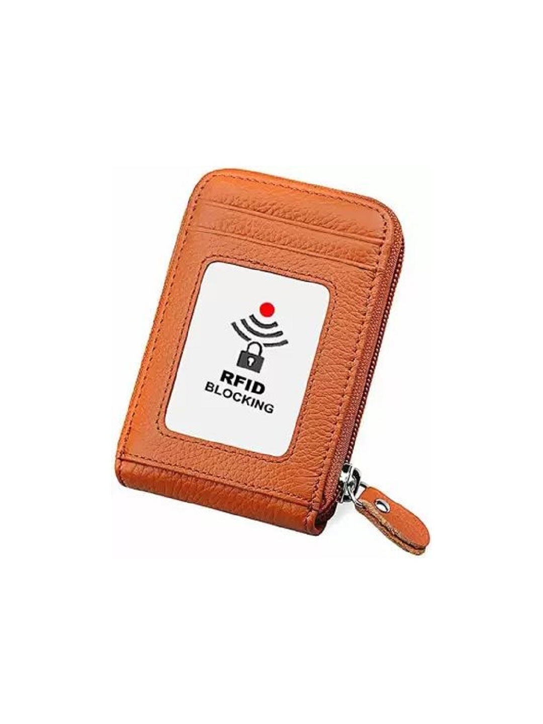 

SAMTROH Zip Detail RFID PU Card Holder, Tan