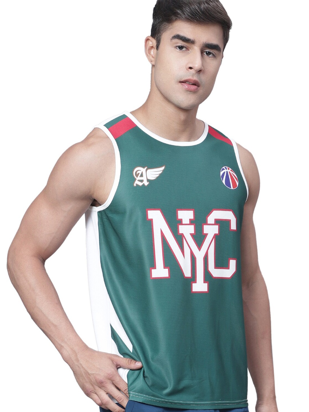 

PERFKT-U Typography Printed Rapid Dry Gym Vest, Green
