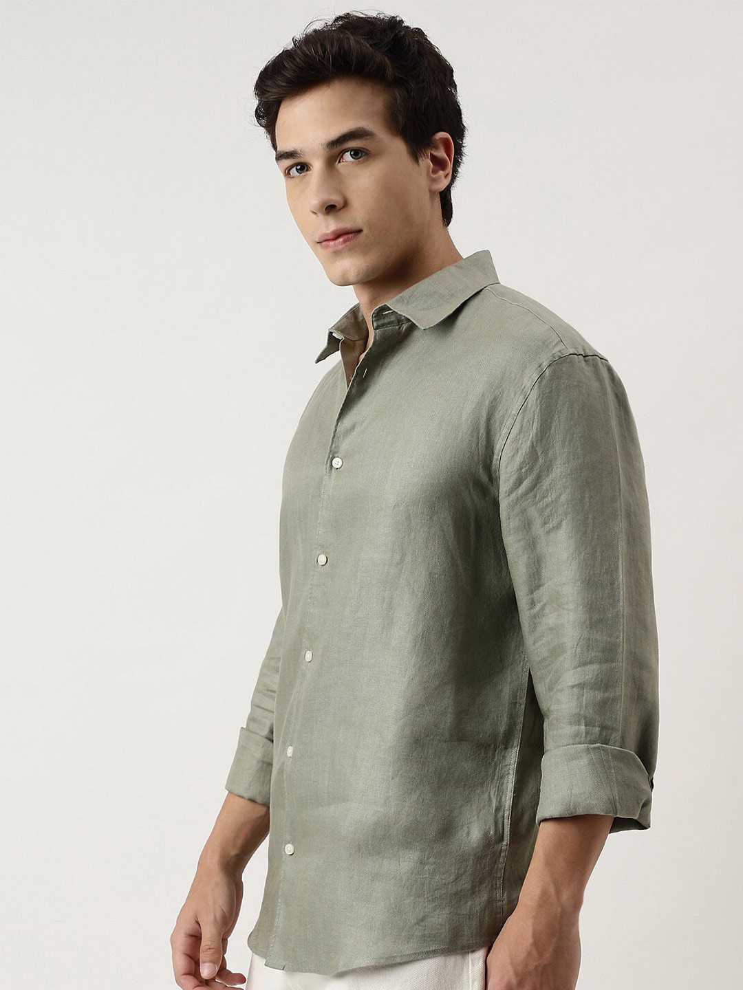 

Marks & Spencer Opaque Pure Linen Casual Shirt, Green