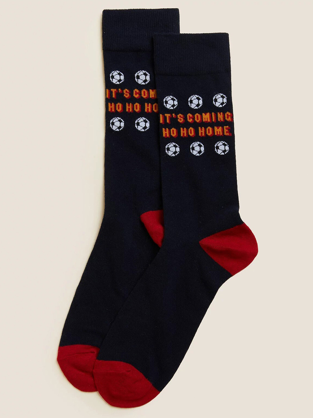

Marks & Spencer Men Printed Calf-Length Socks, Navy blue