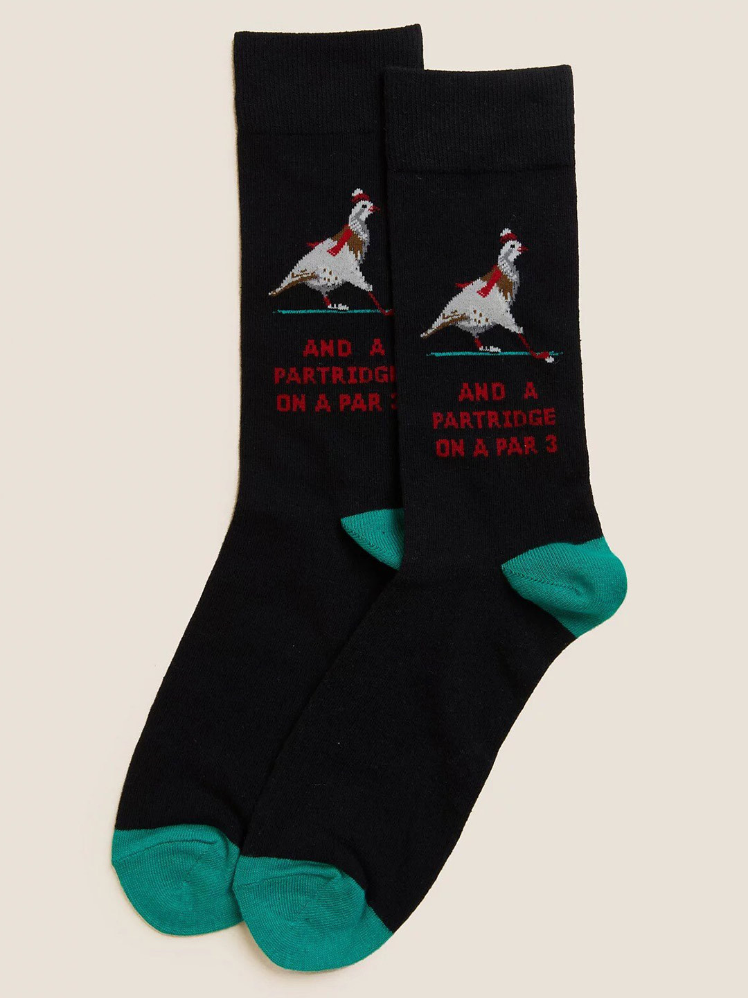 

Marks & Spencer Men Printed Calf-Length Socks, Black
