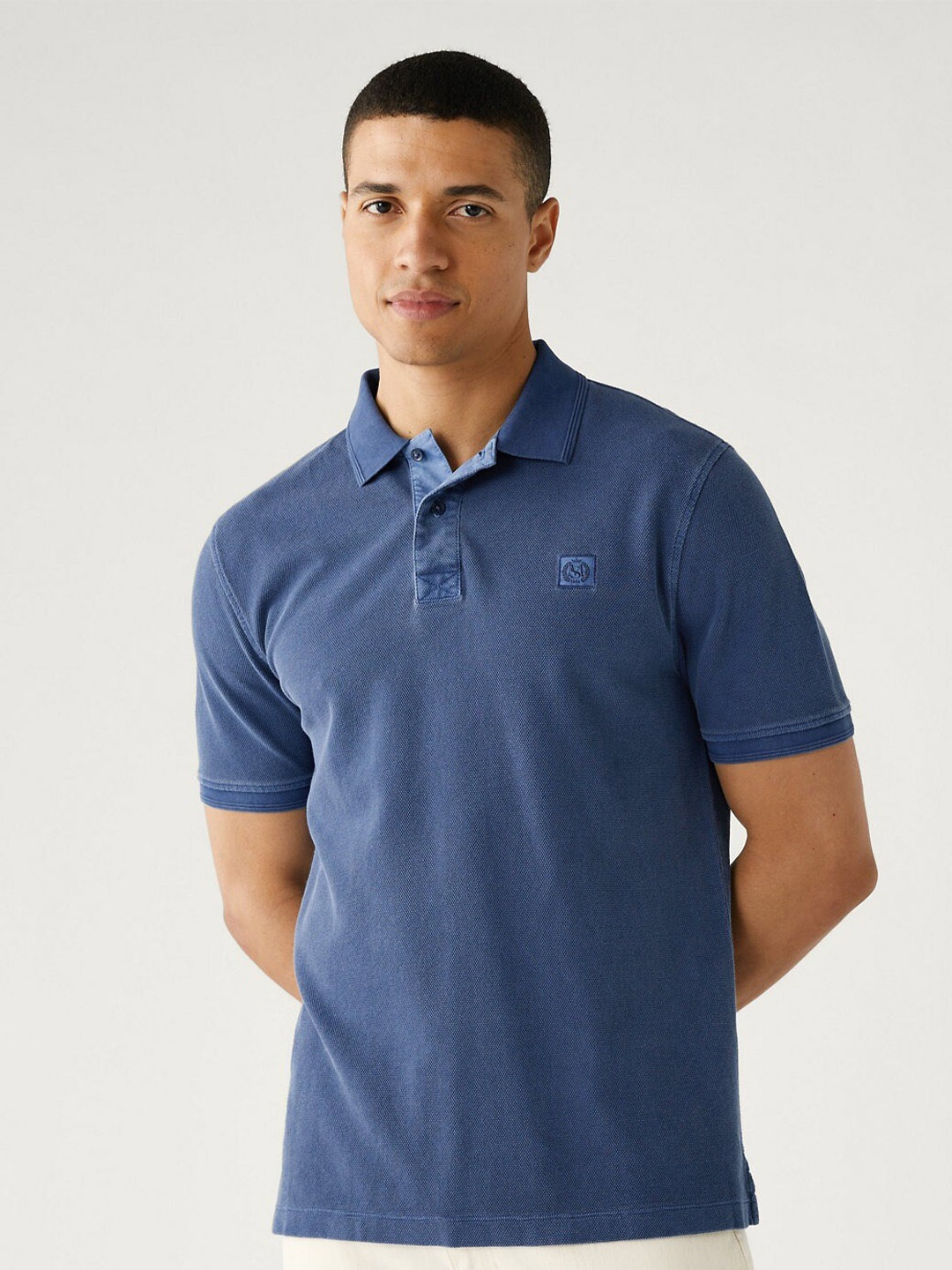 

Marks & Spencer Polo Collar Cotton T-shirt, Navy blue