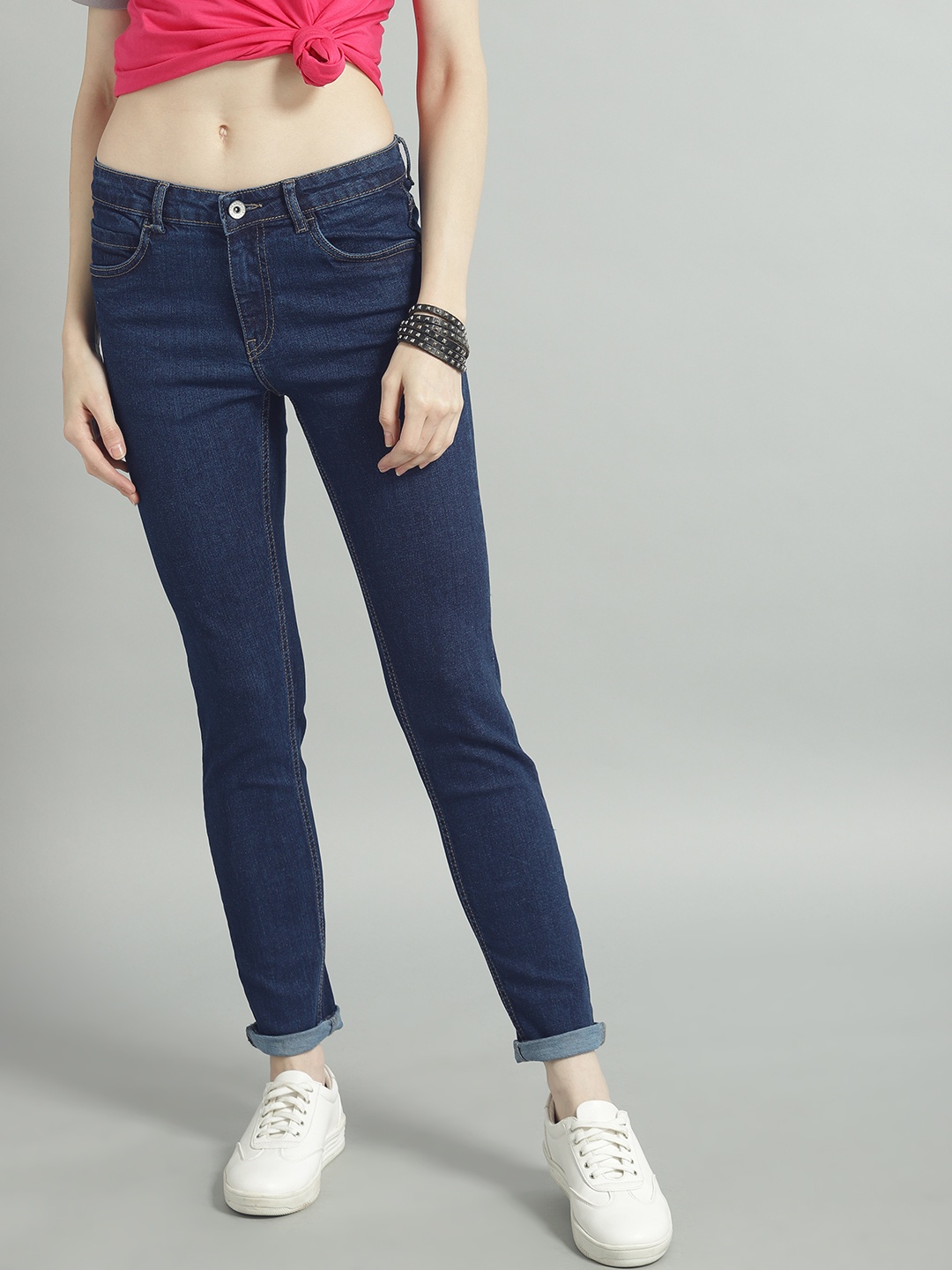 

Roadster Women Navy Blue Skinny Fit Mid-Rise Clean Look Stretchable Jeans