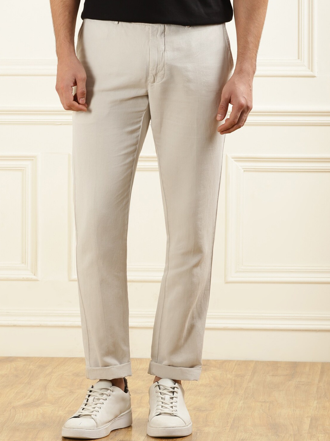 

HACKETT LONDON Men Mid-Rise Cotton Trousers, Beige